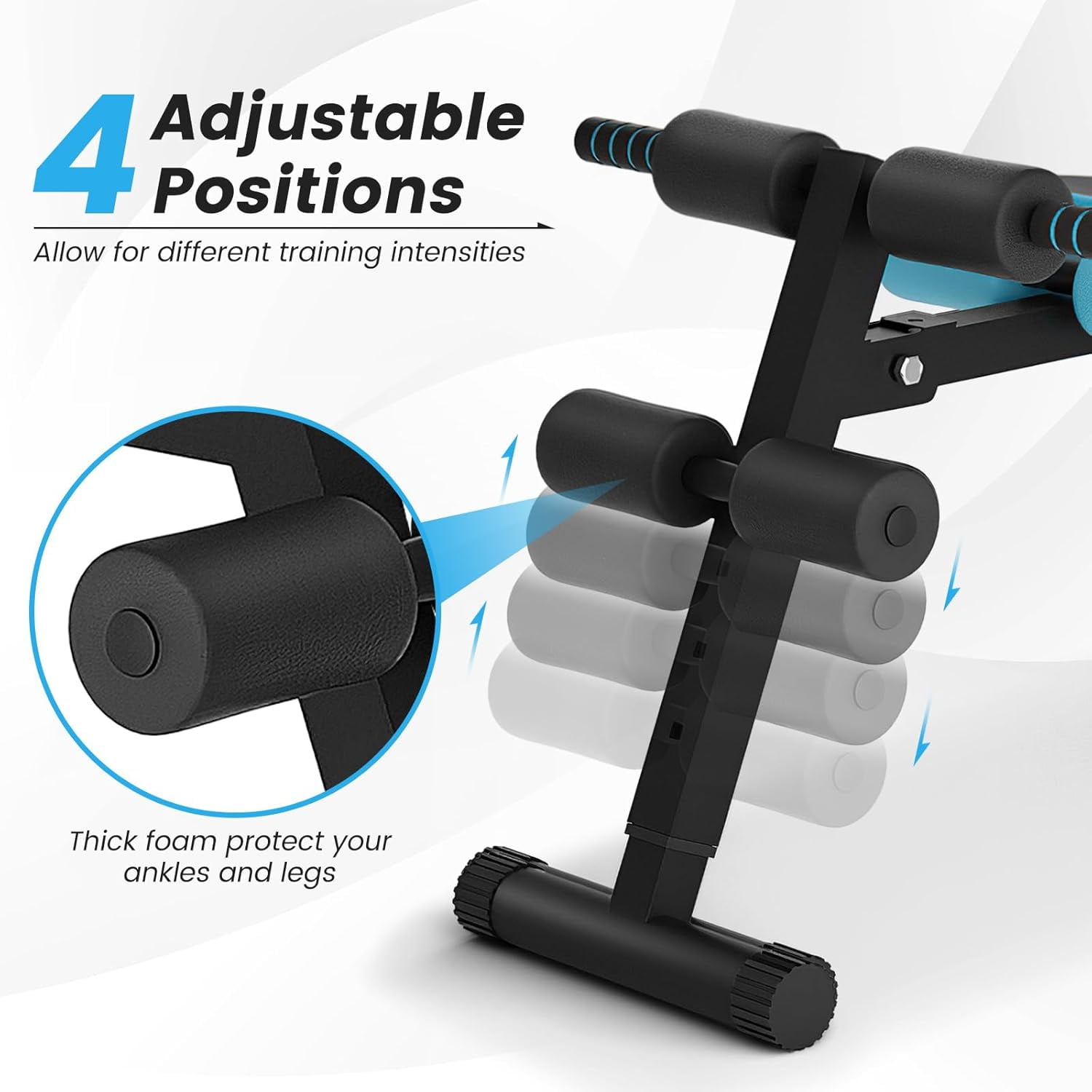 QHTER Sit up Bench, Folding Adjustable Workout Bench for Ab Exercise, Curved Incline/Decline Slant Bench, Foldable Strength Training Weight Bench, Situps Abs Workout Equipment
