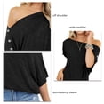 thumbnail image 5 of Kozecal Pure Color Basic T Shirt, Women Off Shoulder Top Loose Fit For Vacations, 5 of 5
