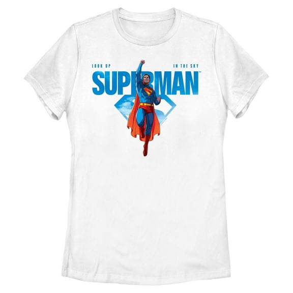 Womens Superman Look Up Hero Pose T Shirt