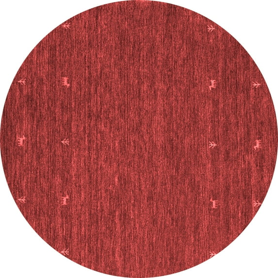 Ahgly Company Indoor Round Abstract Red Contemporary Area Rugs, 5' Round