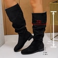 thumbnail image 5 of Knee High Boots for Women Slouchy Round Toe Low Chunky Heel Fashion Comfortable Boot for Fall Winter Black 6, 5 of 7
