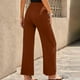 thumbnail image 2 of Pantalones De Pierna Ancha Ajuste Casual Color Puro Elasticidad Transpirable Pantalones Largos A Rayas para Mujer Marrón L, 2 of 5