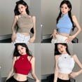 thumbnail image 5 of Womens Knit Crop Top Ribbed Sleeveless Halter Neck Vest Tank Top Y2K Vest, 5 of 5