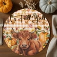 thumbnail image 2 of Fall Round Placemats Set of 4 Pumpkin Cow Place Mats Thanksgiving Woven Placemat Maple Leaves Orange Plaid It's Fall Y'all Circle Braided Table Mat for Kitchen Dining Table Party Home Decor 15 Inch, 2 of 9