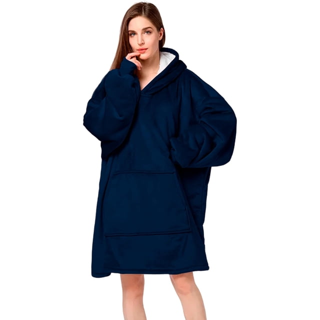 Sudadera Cobija Bluelander con Capucha, Manta Térmica, Unitalla, Azul Marino