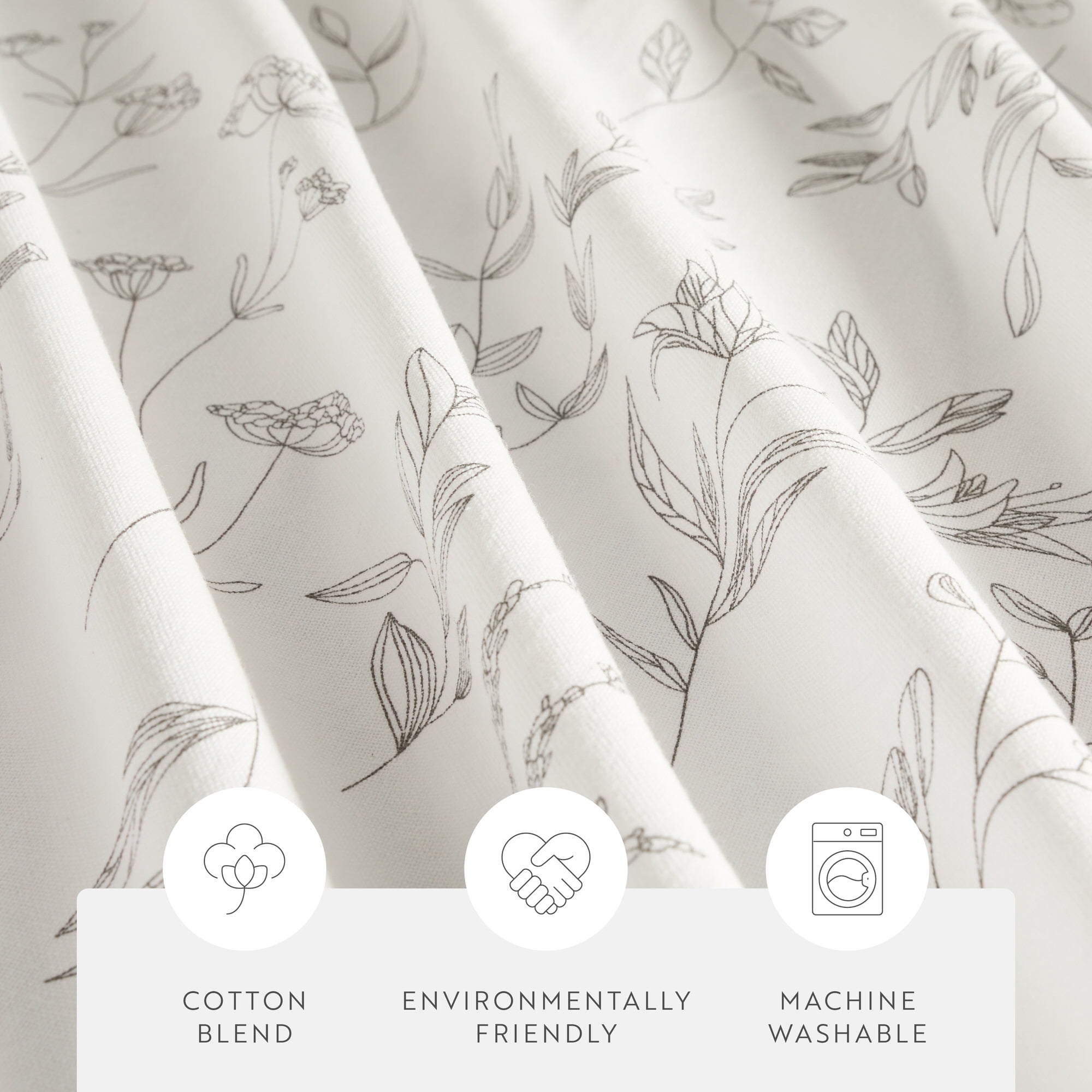 Cotton Blend Floral Print Shower Curtain by Comfort Canopy, 72" x 72", Gray