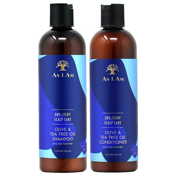 As I Am Shampooing et après-Shampooing pour Cuir Chevelu Sec et Qui Démange avec Huile d'Olive et d'Arbre à Thé 12oz