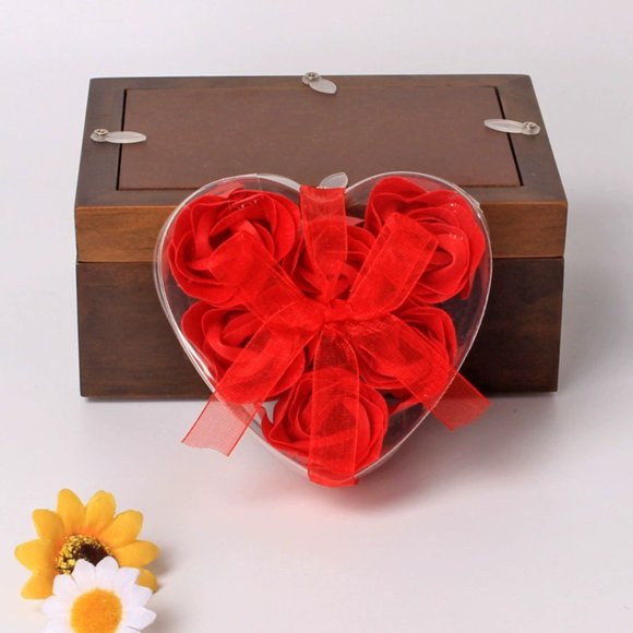 Specollect 12 Pcs Purple Artificial Roses Heart Box, Fabric Flowers for Valentine's Day Gift, Home Decor, Romantic Keepsake