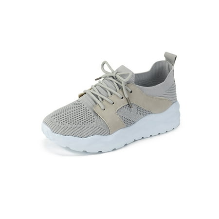

Lacyhop Ladies Athletic Shoes Mesh Running Shoe Lace Up Sneakers Gym Breathable Trainers Non-Slip Platform Sport Sneaker Gray 9