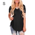 thumbnail image 2 of Guardurnaity Camiseta de mujer con cuello en V Blusa casual Color sólido con cuello en V Top de manga corta Prendas para la parte del cuerpo Negro S Guardurnaity AP003157-01, 2 of 6