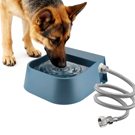 PETLESO 2L Automatic Dog Water Dispenser with 3/4'' Hose for Dogs/ Cats/ Chicken/ Birds, Blue