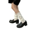 thumbnail image 5 of hirigin Women Knit Leg Warmer, Lace Patchwork Calf Cover Boot Socks with Plush Balls for Party Street, 5 of 6
