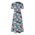 thumbnail image 5 of RYDCOT Summer Floral Dresses for Women 2024 Casual Short Sleeve Crewneck Swing Dress Tiered Ruffle Beach Dresses with Pockets, 5 of 5