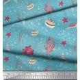 thumbnail image 3 of Soimoi Cotton Duck Fabric Coral,Shell & Sea Turtle Ocean Printed Fabric 1 Yard 42 Inch Wide, 3 of 3