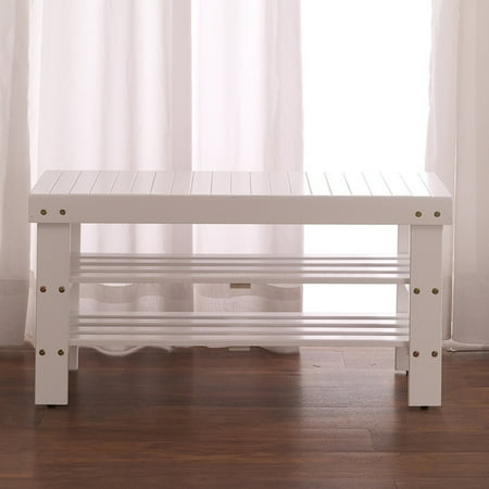 Roundhill Pina Solid Wood Storage Shoe Bench, Multiple Colors