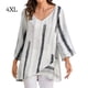thumbnail image 2 of Sonducket Camiseta de mujer Blusa suelta de manga larga Top de rayas con cuello en V de otoño Prendas para la parte del cuerpo Blanco 4XL, 2 of 6