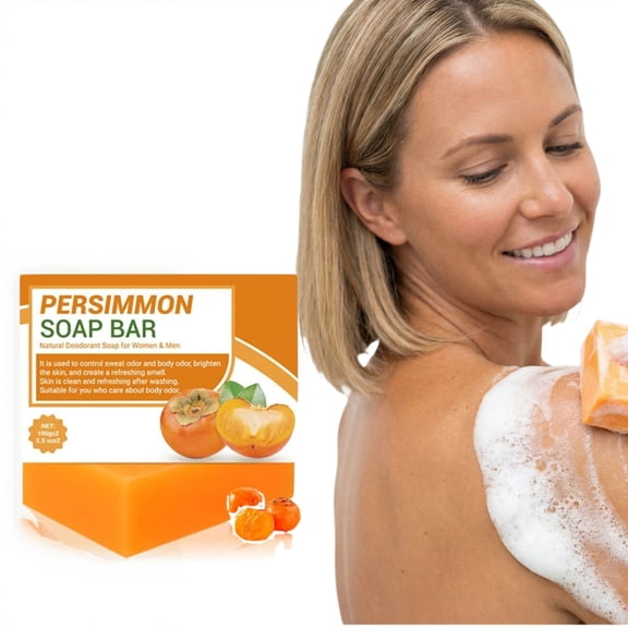 Persimmon Body Deodorizing Soap, Cold Process Handmade Bar for Gentle Cleansing, Removes Dirt and Oil Without Tightness, Floral Scent for Daily Shower, Suitable for All Skin Types,100g