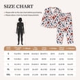 thumbnail image 3 of KLL Red Blue Leaves Print Women's Long Sleeve Pajamas with Pants Sleepwear Loungewear 2 Set-Medium, 3 of 7
