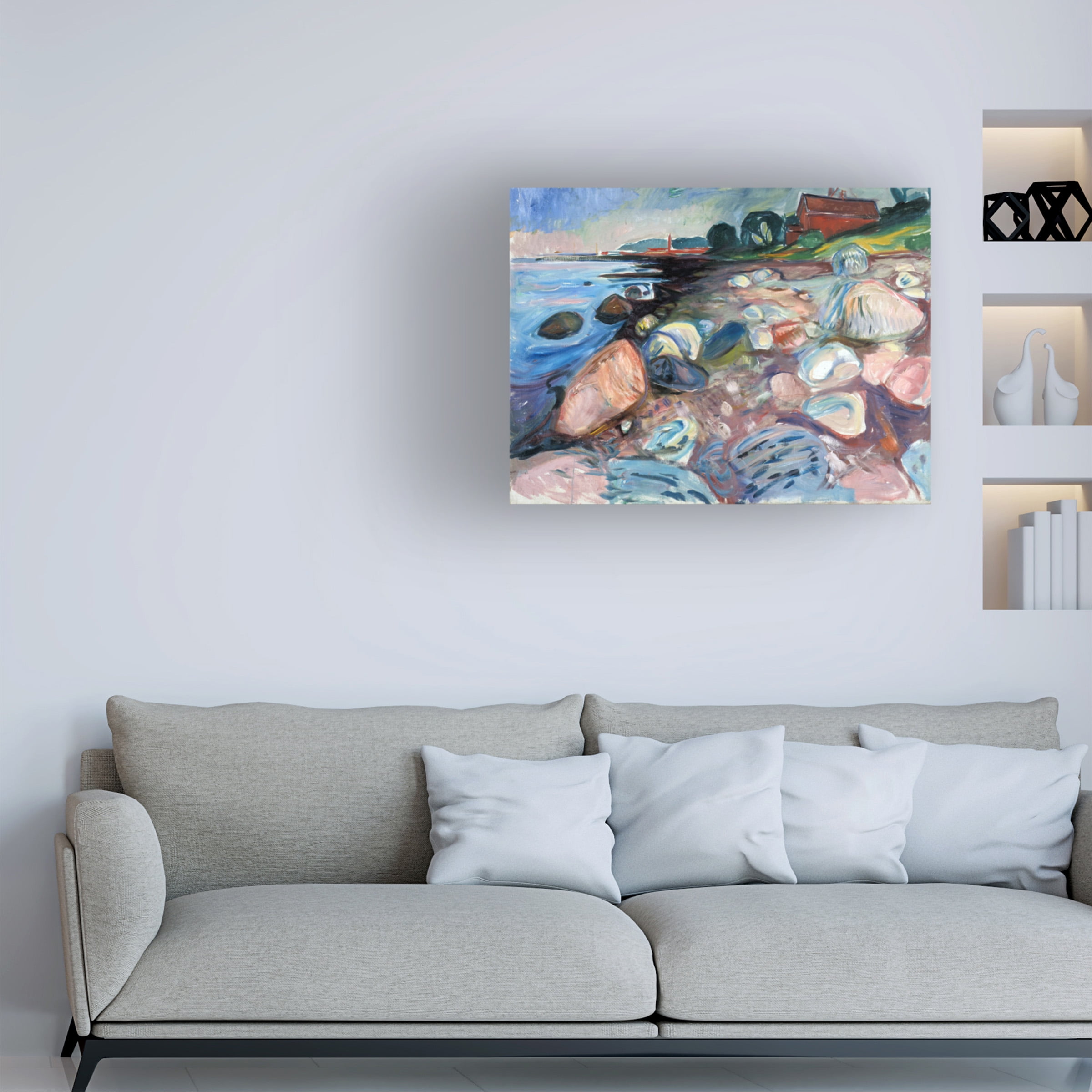 Edvard Munch 'Shore With Red House' Canvas Art