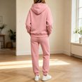 thumbnail image 6 of Women's Pullover Hoodie Sweatsuit 2 Piece Set Long Sleeve Hooded Sweatshirt Straight Leg Sweatpants Athletic Jogging Tracksuit with Pockets Pink XXL, 6 of 6