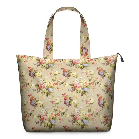 Pioneer Flower Floral Print Pattern Travel Tote Bags for Women Carry On,Large Weekender Bags for Women Travel,Multi Functional Duffle Bag for Work,Shopping,Sports