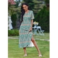 thumbnail image 4 of Zeagoo Sundress Dress Women's Casual Loose A Line Crewneck Split Maxi Cover Up Holiday Beach Tropical Bohemian Shift Sun Dress Outfits with Pockets, 4 of 6