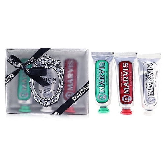 Marvis by Marvis Travel Set 3pcs- Classic Strong Mint, Whitening Mint, Cinnamon Mint Toothpaste - Trio for On-the-Go Oral Variety
