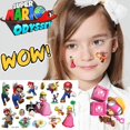 thumbnail image 2 of Pegatinas de tatuajes de Super Mario Bros, juguetes de dibujos animados de anime kawaii para niños, decoración de fiesta de feliz cumpleaños, pegatinas de juegos de dibujos animados lindos, regalos, 2 of 5