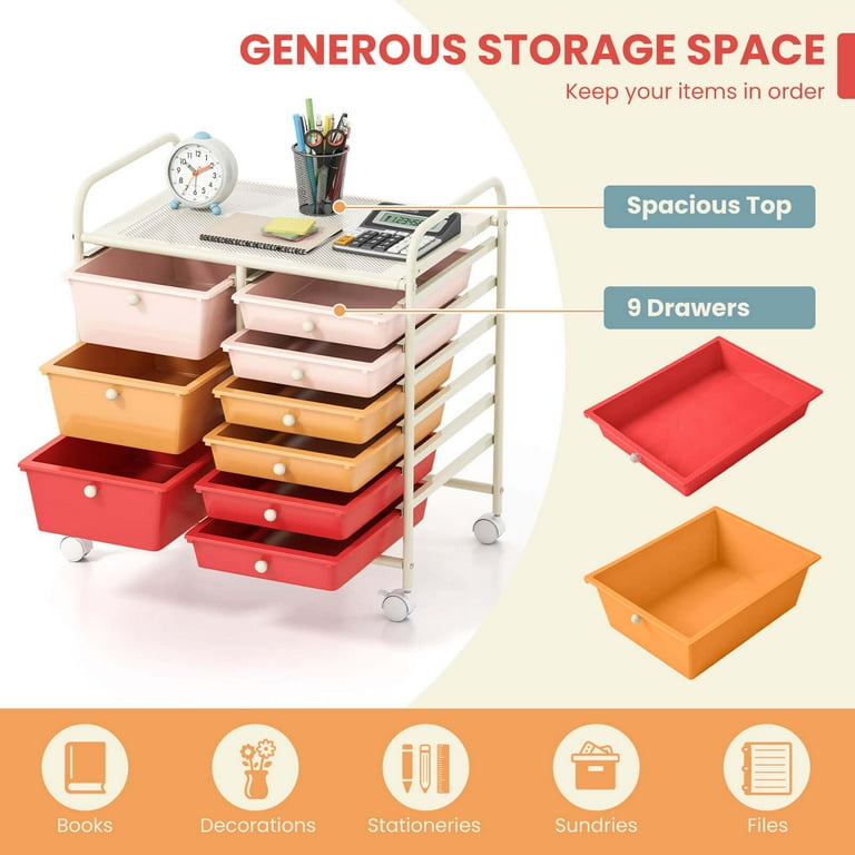 Costway 9-Drawer Rolling Utility Storage Cart photo 7