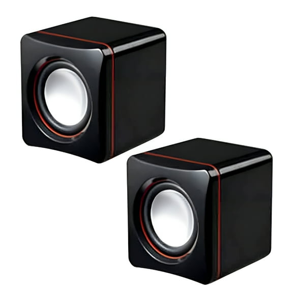 GJX Usb Powered Mini Computer Speakers,3.5Mm Wired Desktop&Laptop Speakers,Compact 6X6X6Cm Multimedia Sound System,Volume Knob Control,Clear Stereo Audio for Pc&Notebook
