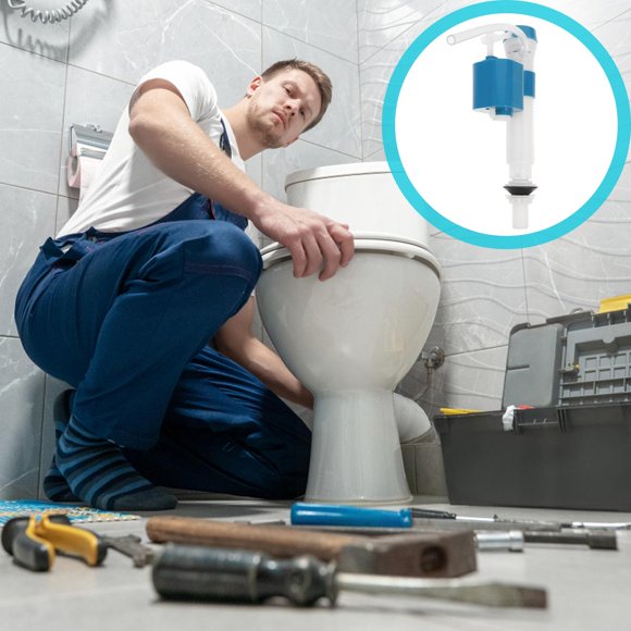 RUNROTOO Blue Toilet Fill Valve Replacement for Toilet Tank Easy Install Adjustable Inlet Valve