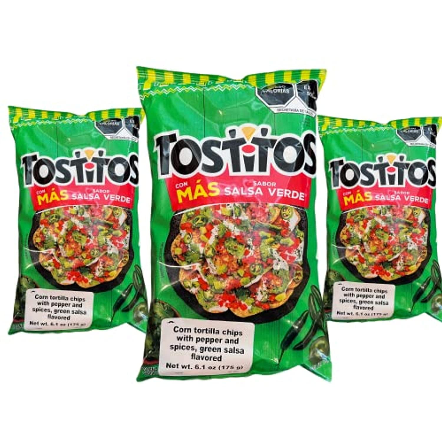 Sabritas Tostitos Salsa Verde (3 Pack) 6.1 Oz Mexican Large Chips Botanas Mexicanas Bolsa