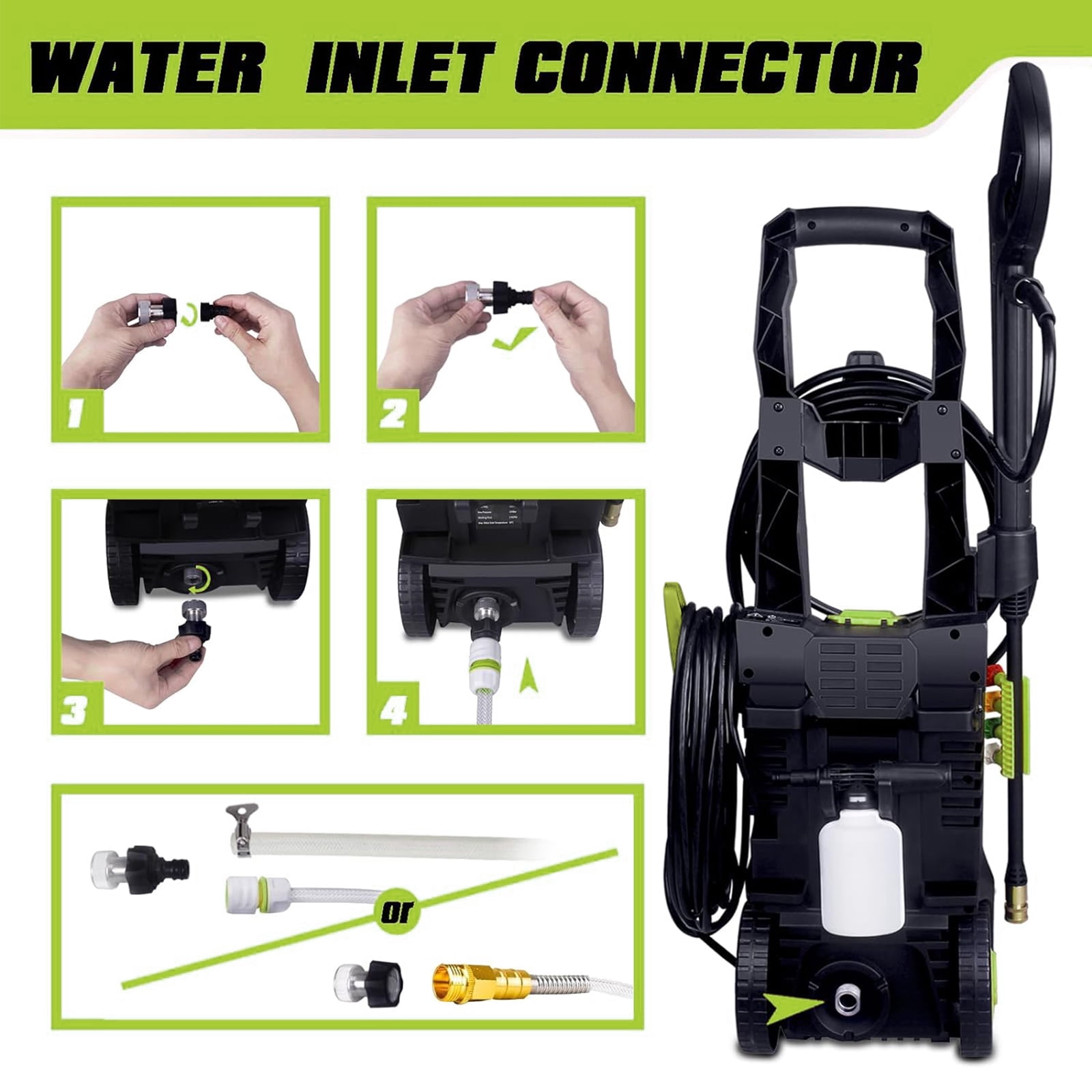 SUGIFT Electric 3500 PSI at 2.4 GPM Corded Cold Water Pressure Washer, Includes Foam Cannon