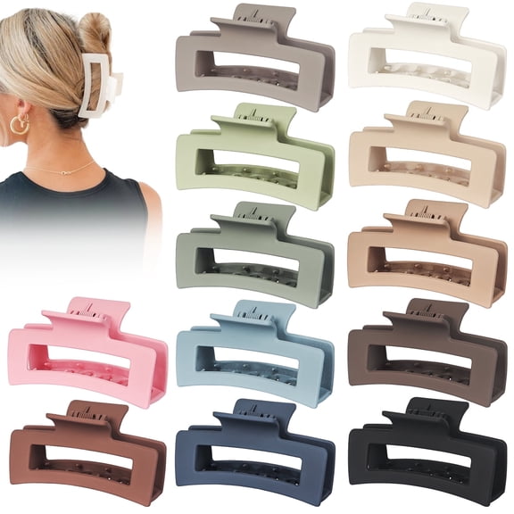Vigorpace 12 Pack Hair Claw Clips for Women Girls, 4.1" Large Claw Clips for Thick Thin Hair, Strong Hold Big Banana Clips
