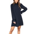 thumbnail image 1 of Vestido FAMITION de manga larga azul marino con lunares suizos para mujer, 1 of 5