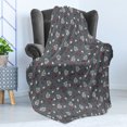 thumbnail image 4 of Floral Soft Flannel Fleece Throw Blanket, Spring Petals Inspirational Branches Mother Nature Japanese Botany, Cozy Plush for Indoor and Outdoor Use, 50" x 60", Pale Peach Vermilion, by Ambesonne, 4 of 5