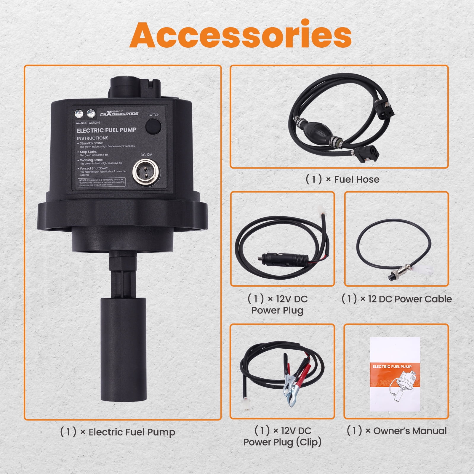 BFO 12V DC Gasoline Electric Fuel Pump Extend Running Time For MXR2300 MXR3500 MXR3500S MXR4000GT MXR4000
