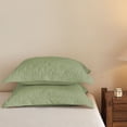 thumbnail image 3 of 2-Pieces Cotton Green Embroidered Quilted Pillow Shams Euro Size, 3 of 4