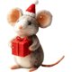 thumbnail image 1 of Adornos navideños, regalos navideños, adornos navideños de ratón, fieltro de lana hecho a mano, ratón con Papá Noel, linda figura de ratón de fieltro con aguja, animales navideños de fieltro, manualid, 1 of 2