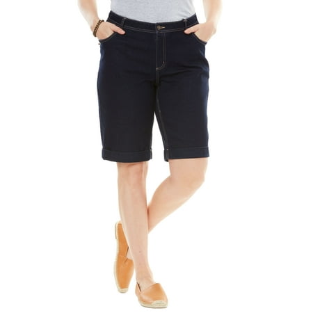 Woman Within Plus Size Stretch Jean Bermuda Short Shorts