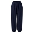 thumbnail image 5 of Hanerdun Women Casual Pants Female Fitness Bottoms with Elastic Waist Navy Blue M, 5 of 6