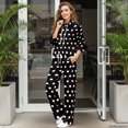 thumbnail image 3 of Glofpot Women Loungewear Set, Turtleneck Sweatshirt Set, Casual Outfit Women 2 piece Loungewear Set, Long Sleeve Pullover Top, High Waisted Wide Leg Pants with Pockets, Black Polka Dot Tracksuit, 3 of 7
