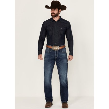 Wrangler Men's Rock 47 By Allenbrook Dark Wash Slim Straight Stretch Denim Jeans - 112346922 40W x 32L US
