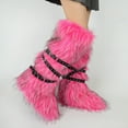 thumbnail image 2 of Women's Winter Warm Fluffy Faux Fur Knee High Snow Boots - Fashionable Cross Belt Buckle Boots, 2 of 4