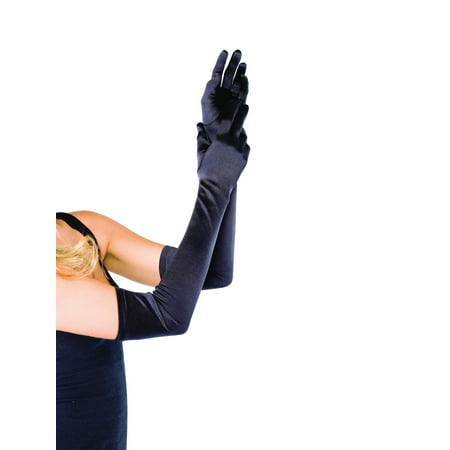 Women's Long Satin Gloves, White, One Size