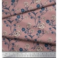 thumbnail image 3 of Soimoi Tissu Georgette Viscose Feuilles & Roses Imprimé Floral 1 Yard 42 Pouces de Large, 3 of 3