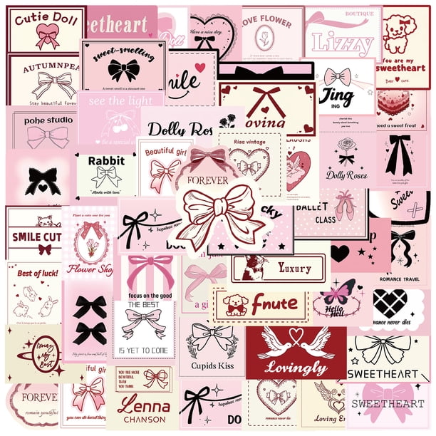 Paquete de pegatinas Ballet Bow, 50 unidades, álbum de recortes coreano INS Aesthetic