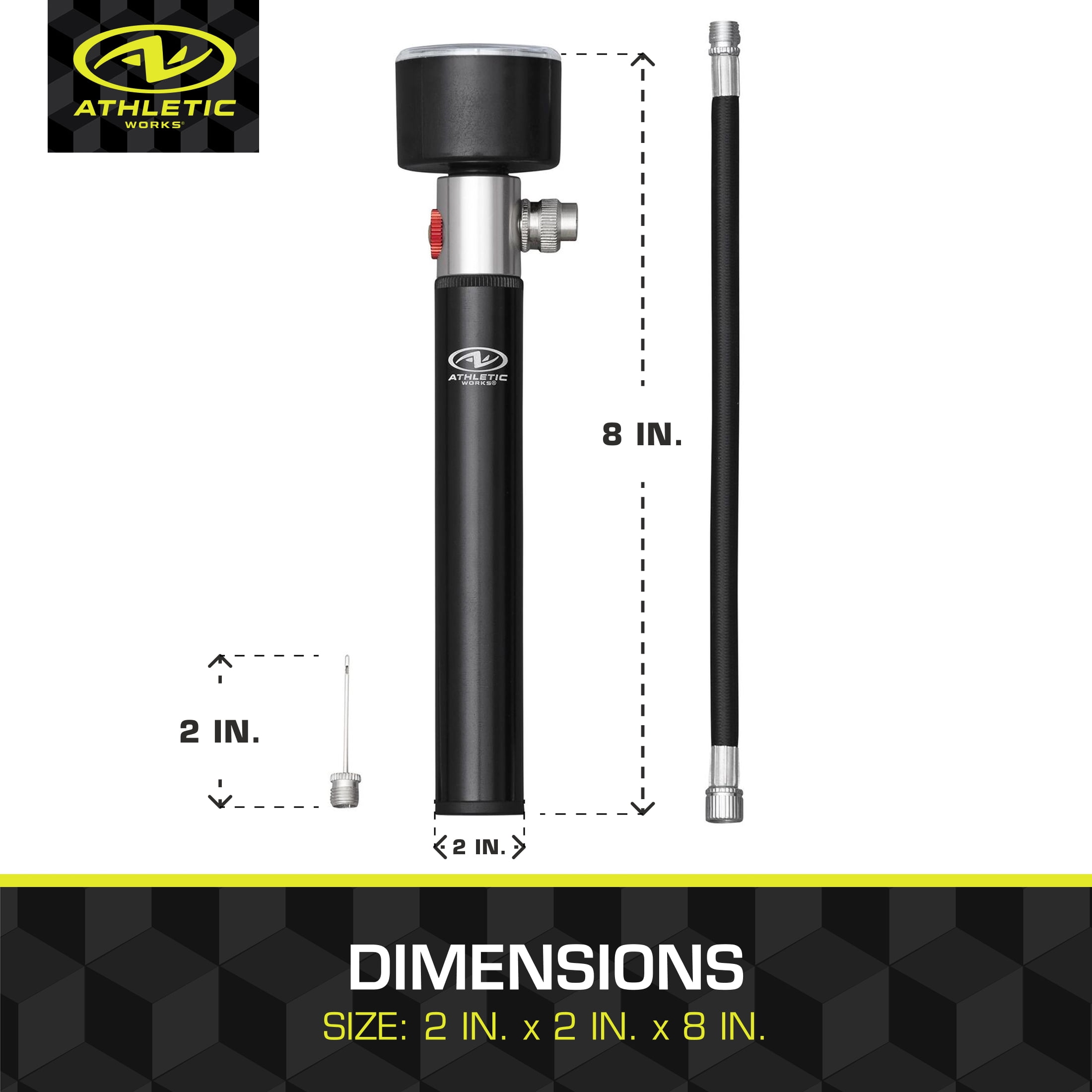 Athletic Works Sports Ball Pump with Pressure Gauge, Hose & Needle, Quick & Easy Inflation