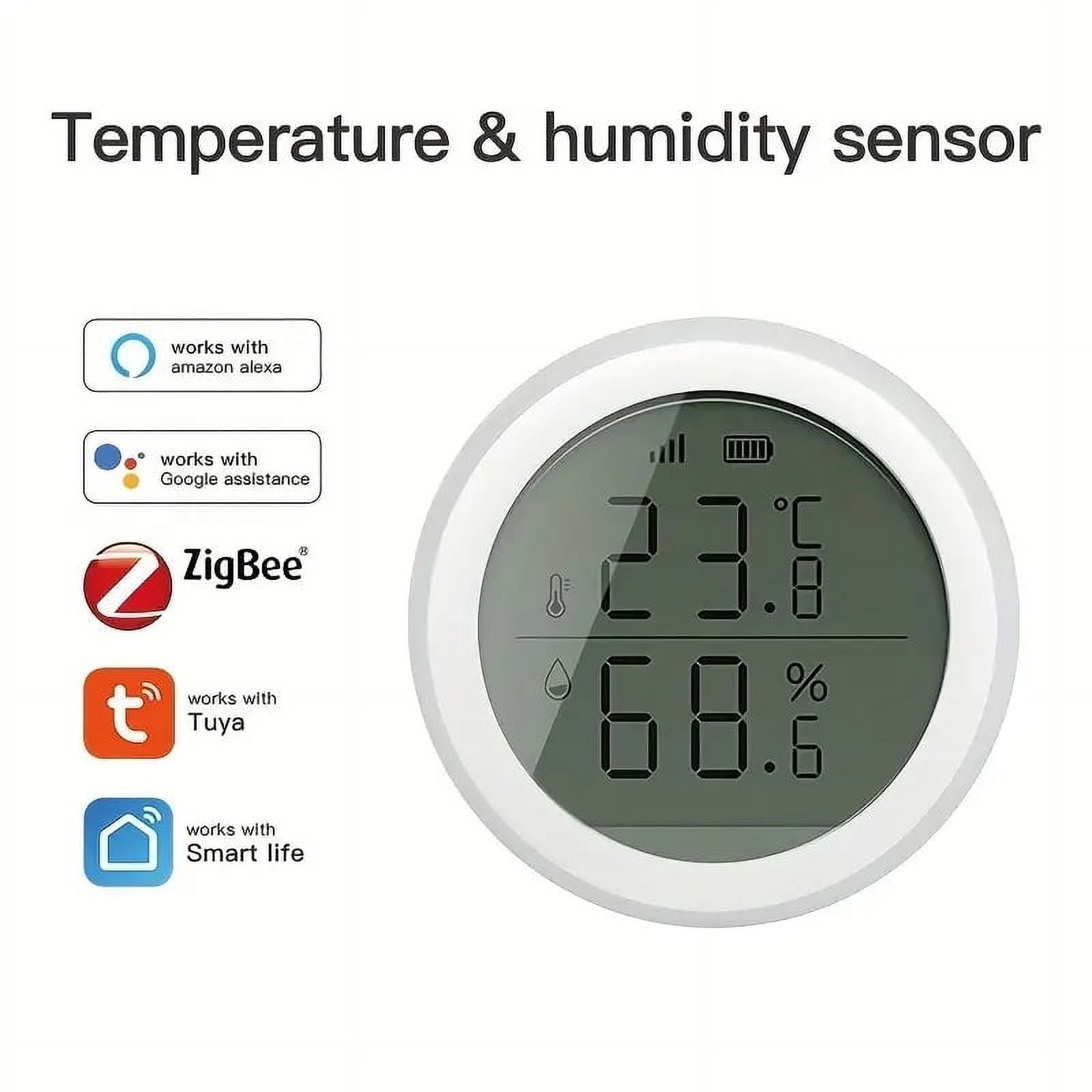 ZigBee 3.0 Thermometer Hygrometer Sensor with APP Alerts Tuya Smart Indoor Temperature and Humidity Monitor for Home