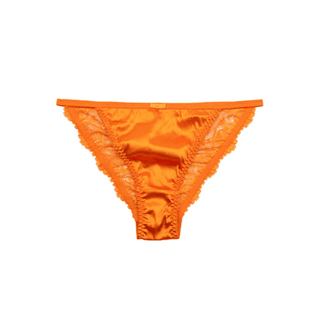 Fulorrnie Women s Lace Thong Underwear Sheer Mesh Panel Stretch Nylon Spandex  Tummy Control  No Show Briefs  Orange  XL